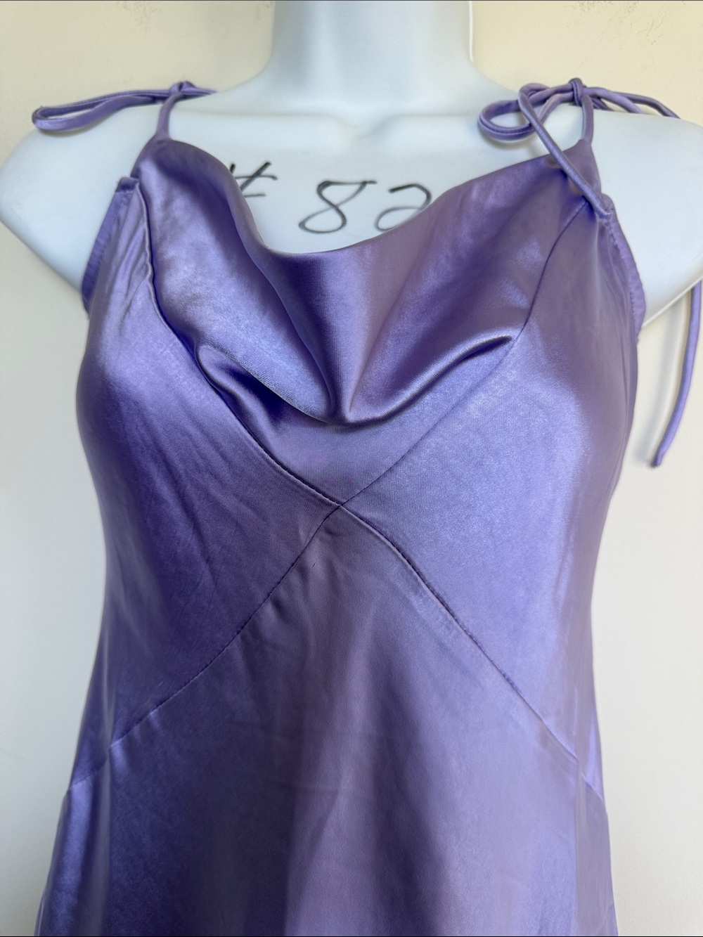 Hello Molly Lilac Satin Cowl Slip Dress - Picture 3 of 7